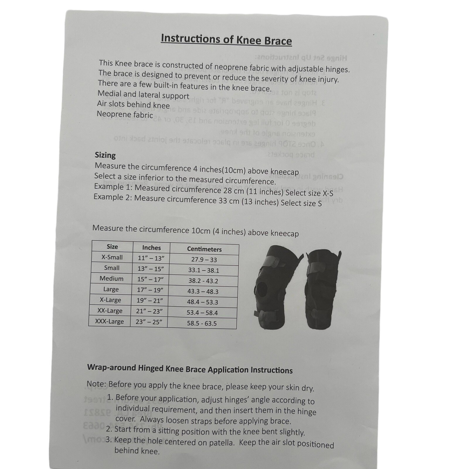 XS Wrap Around Hinged Knee Brace Support Adjustable Neoprene Medial Lateral