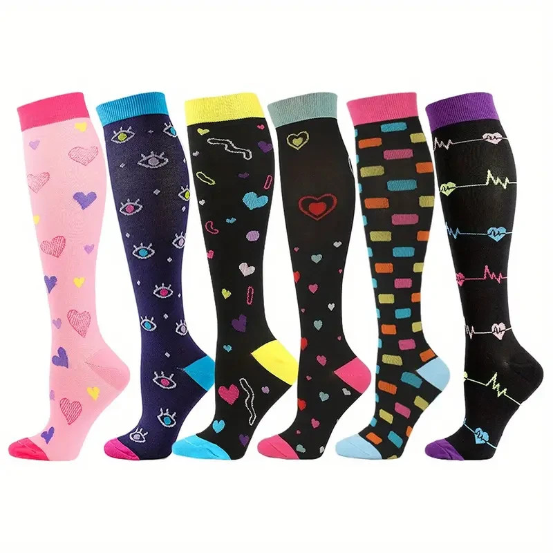 6 pairs Women’s Exercise Compression Socks Support Running Cycling Yoga Foot S/M
