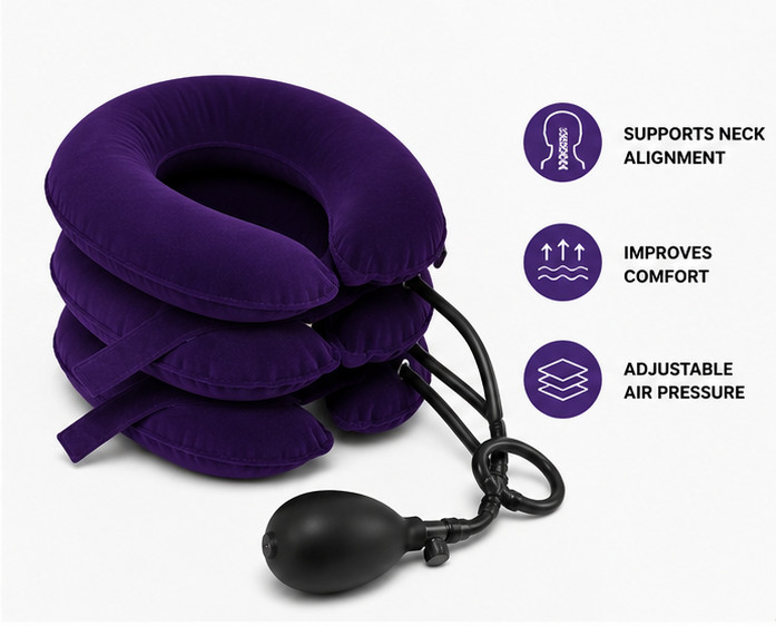 Cervical Traction Device Neck Stretcher Pain Relief Support Purple