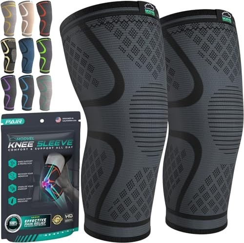 Compression Knee Brace 2-Pack for Men & Women | Support Sleeve for Running, ACL,