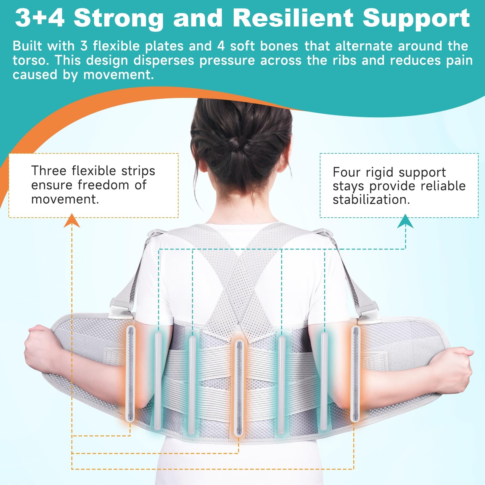 Adjustable Rib Sternum Support Brace Elastic Compression Wrap Grey