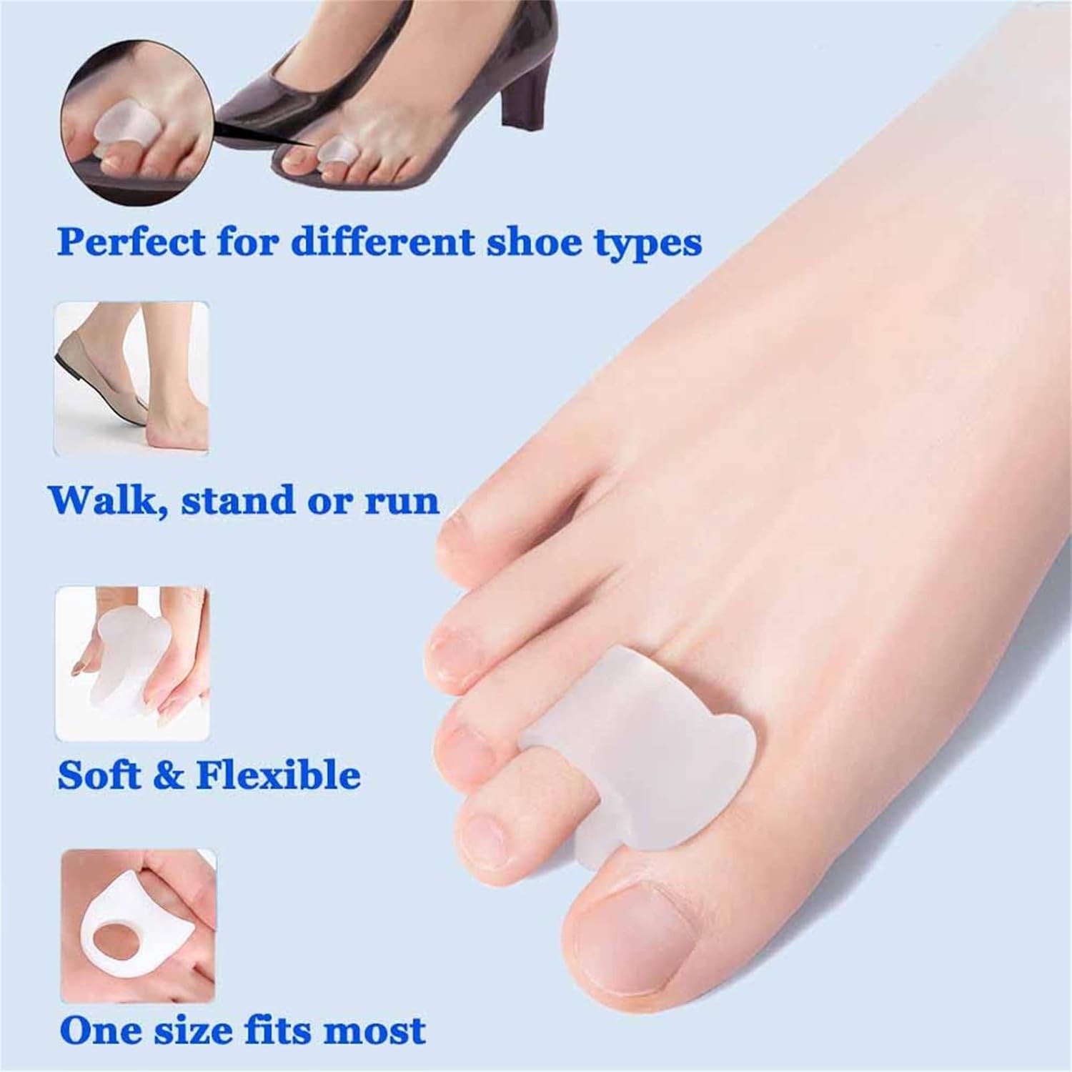 Gel toe spreader, toe separator & protector (12-pack), toe valgus corrector