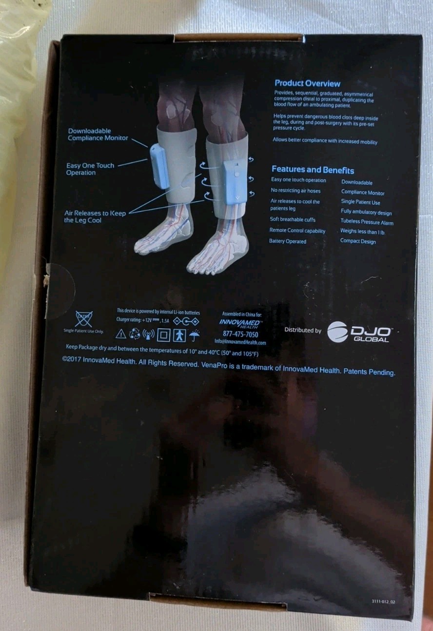 DJO VenaPRO Portable Vascular Leg Compression Cuff Blood Flow Therapy Massage