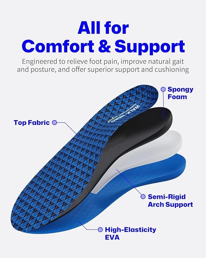 Walkhero – Plantillas ortopédicas para fascitis plantar, soporte de arco alto, a