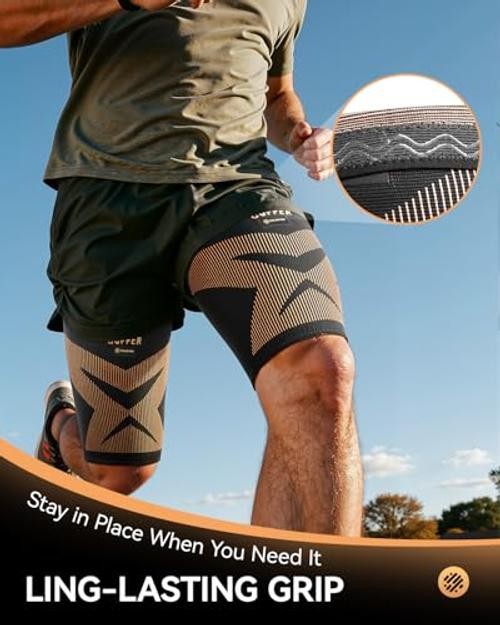 Copper-Infused Thigh Compression Sleeves 1 Pair Upgrade Medical-Grade | Black-M