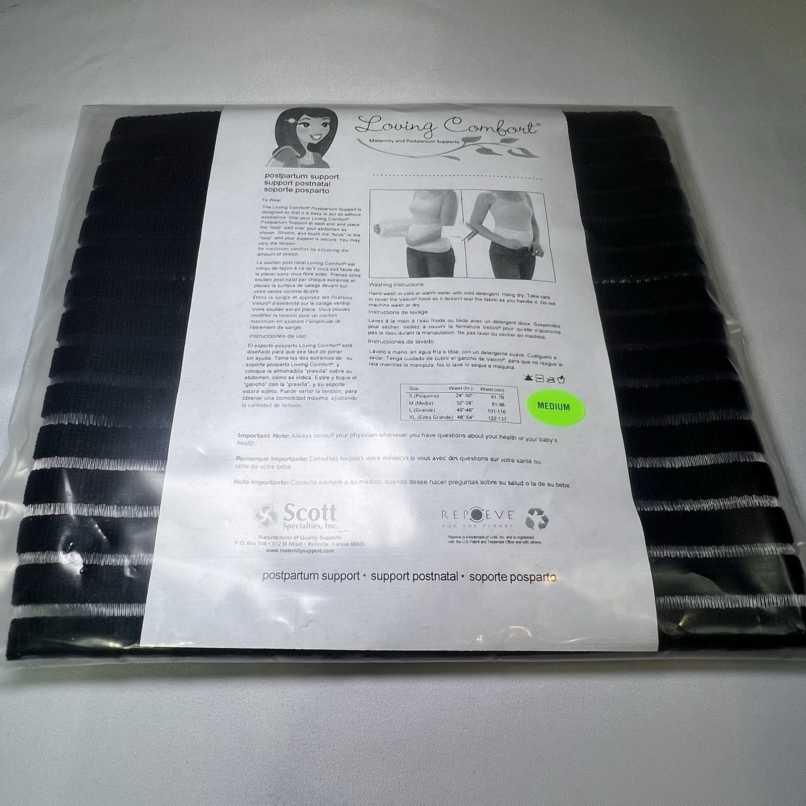 New Loving Comfort Postpartum Support Latex Free Maternity Medium 32″-38″ Black