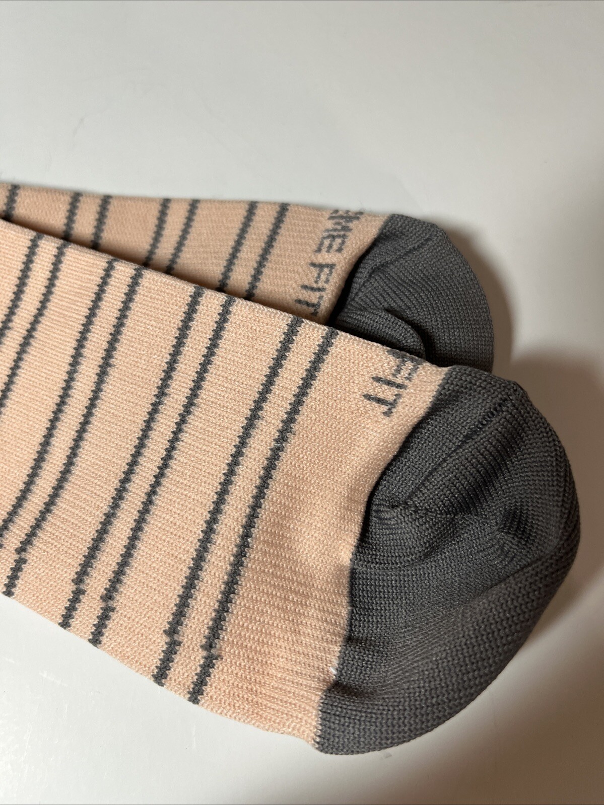 Extreme Fit Compression Socks Knee High Womens Mens Medical Blush Pink Gray Stri