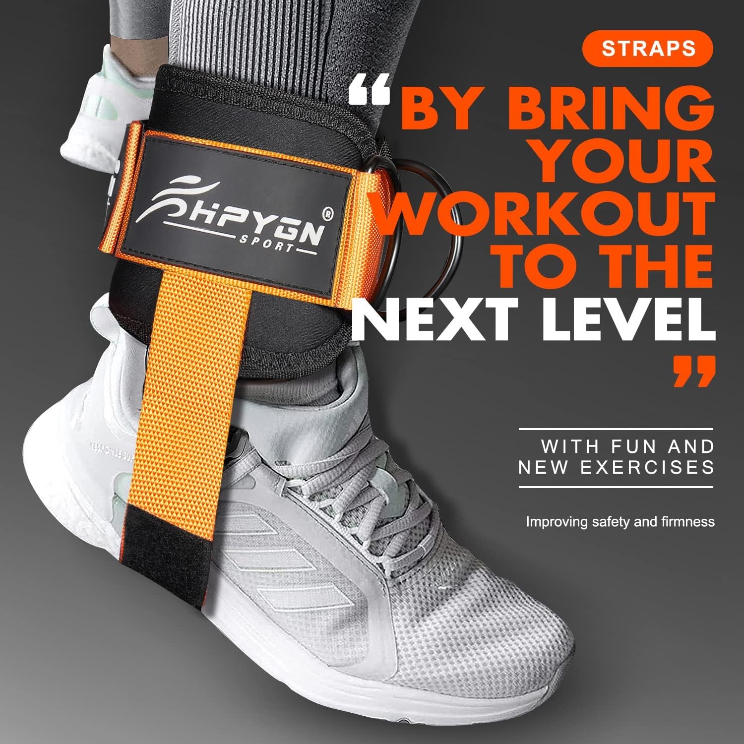 Ankle Strap for Cable Machine, Padded Straps 1Pair-Orange