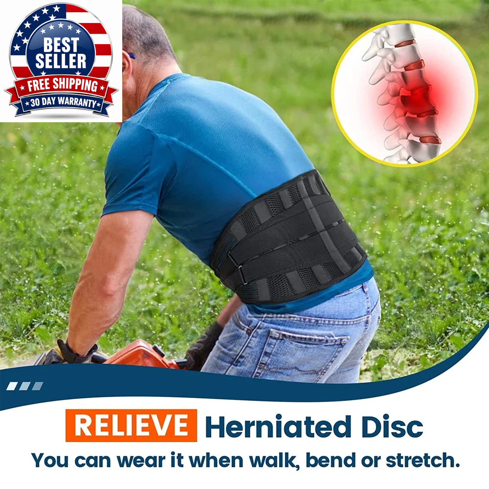 Lower Back Brace with 6 Stays Anti-Skid Orthopedic Lumbar Support with Pad Breat