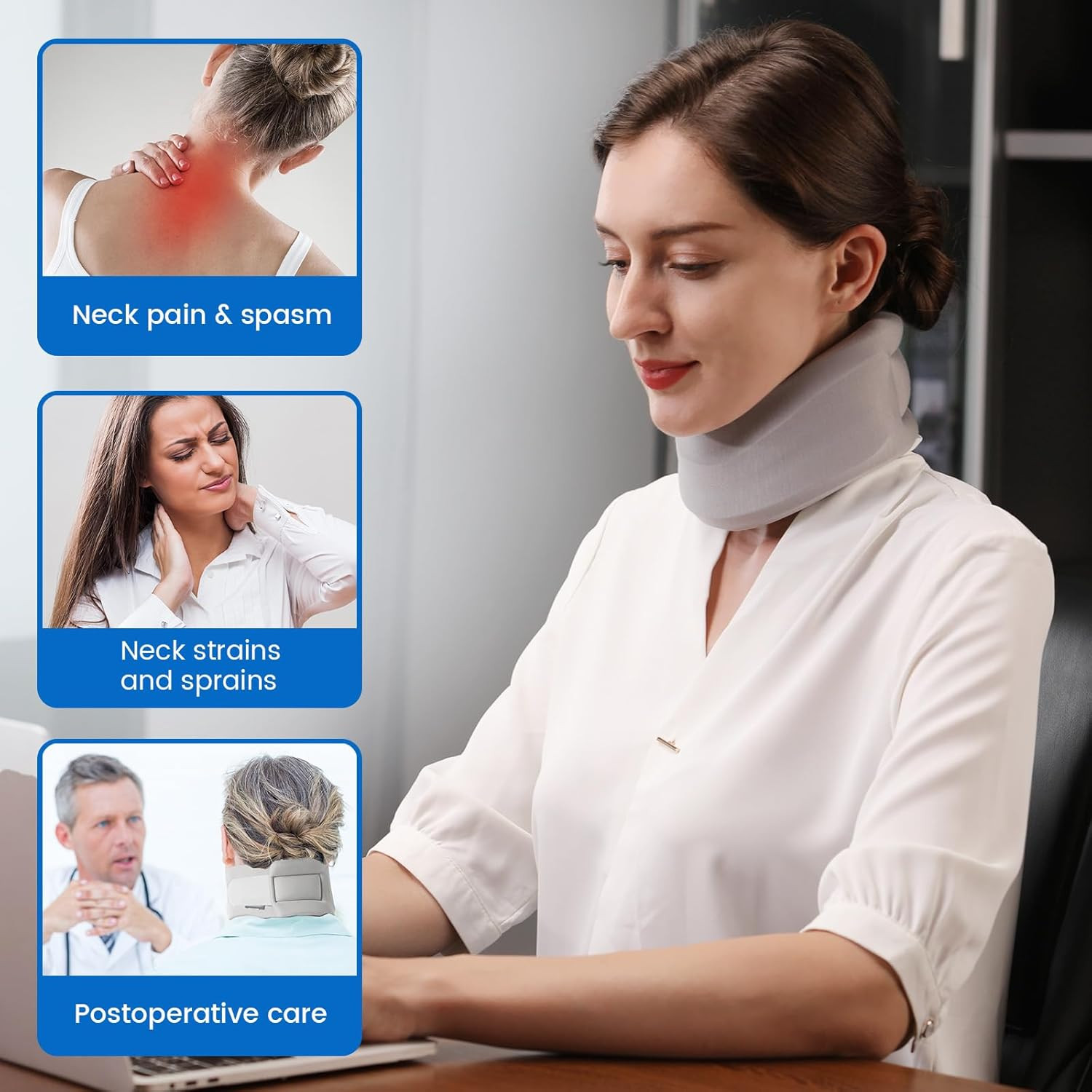 Soft Cervical Neck Brace Support Collar Gray Medium