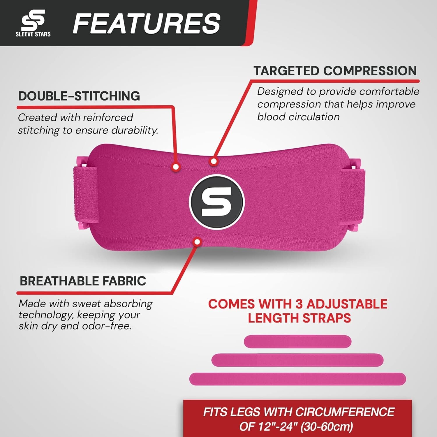 Comfortable Patellar Tendon Support Strap for Arthritis & Pain Relief – Hot Pink
