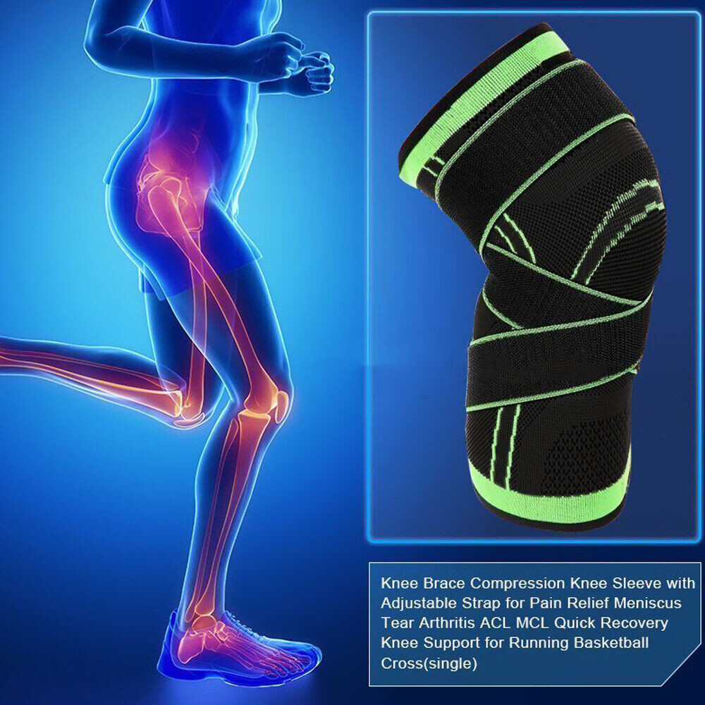 Knee Sleeve Compression Brace Support Sport Joint Pain Relief Arthritis Straps