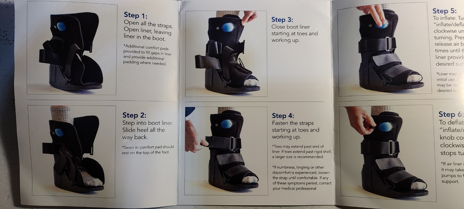 NEW United Ortho Air Stabilizer Ankle Boot Black S/M
