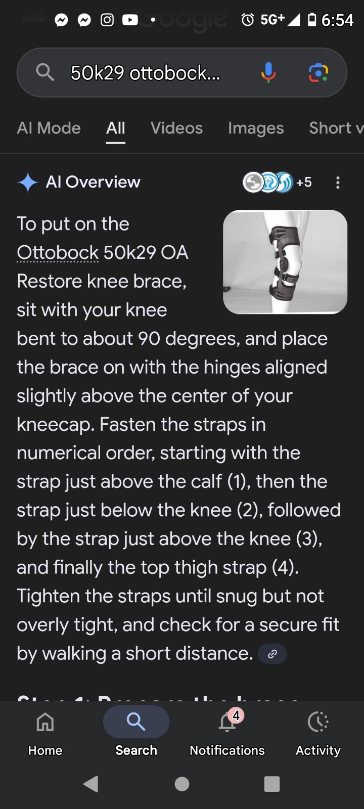 OTTOBOCK OA RESTORE- KNEE BRACE. NEW WITH CARRY BAG #50K29