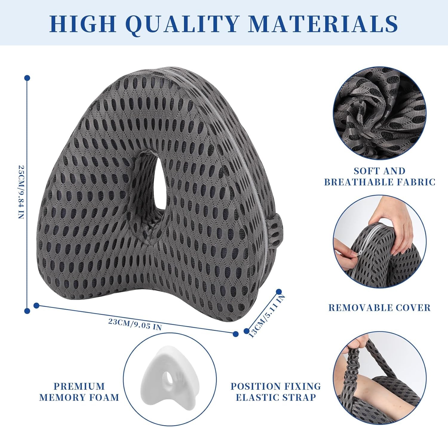Knee Pillow for Side Sleepers – Sciatica, Hip & Back Pain Relief Pillow with Adj