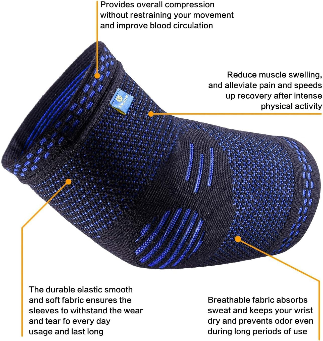 Compression Elbow Support, 1 Piece Compression Sleeve + 2 Pcs Tennis Elbow Pa…