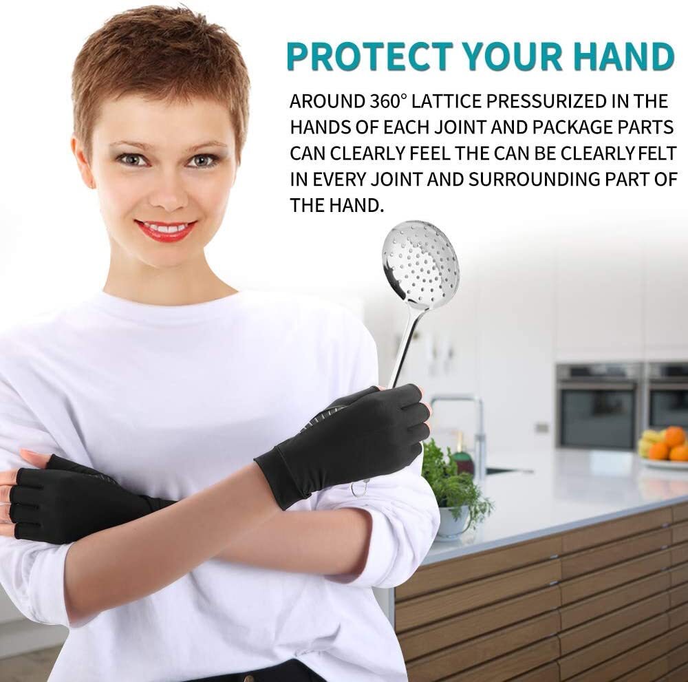 3 Pairs Copper Arthritis Compression Gloves Hand Wrist Support Joint Pain Relief