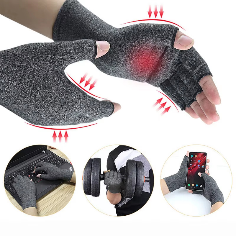 Relieve Hand Discomfort with 1Pair Fingerless Compression Gloves