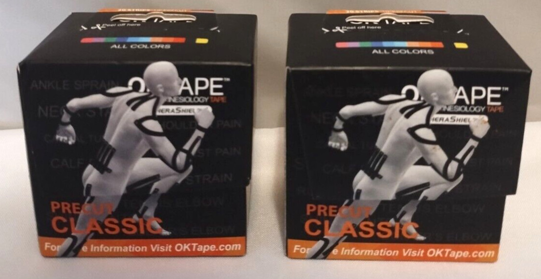 OK TAPE Thera Shieldz Kinesiology Tape 20 Strips Precut Waterproof Black Beige