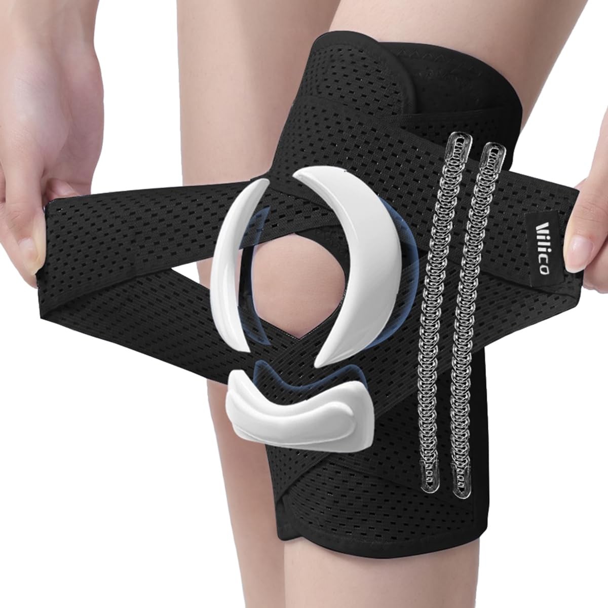 Knee Braces for Women Men Pain, Light X-Large, Black