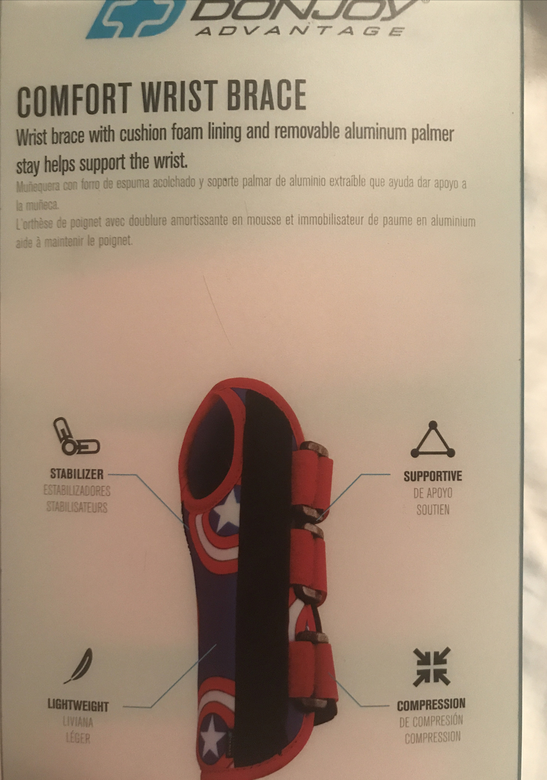 MARVEL AVENGERS DONJOY ADVANTAGE COMFORT WRIST BRACE YOUTH Left hand MODERATE