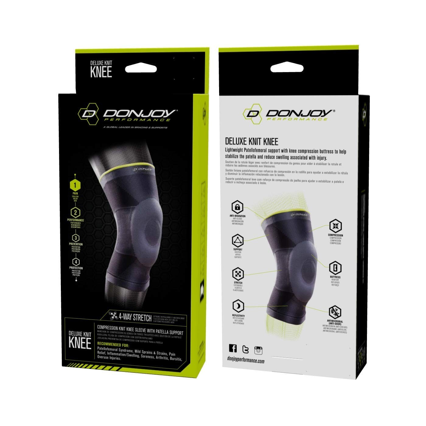 DonJoy Performance Deluxe Knit Knee Lightweight Compression – Buttress Large