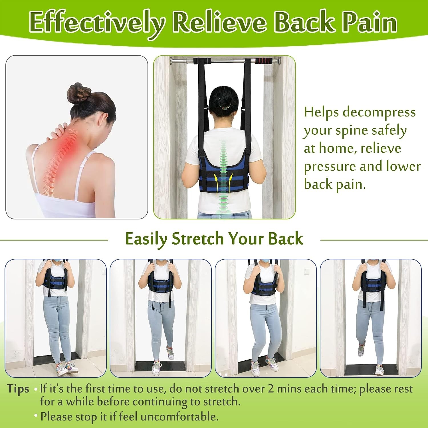 Back Stretcher Harness for Spinal Decompression Lumbar Traction Belt & Inversion
