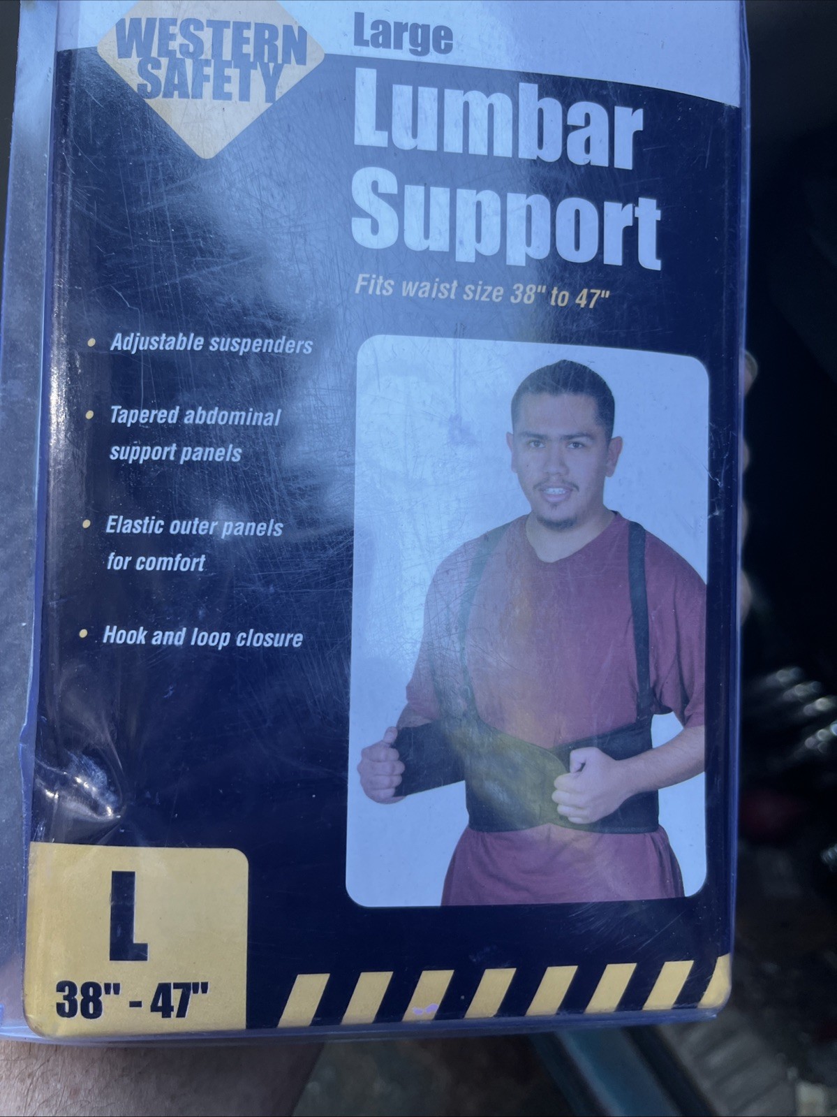 Western Safety Lumbar Support Belt L 38–47″ Suspenders New 792363941044