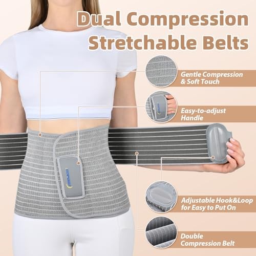 Abdominal Binder Post Surgery Postpartum Belly Band, C-section Belly Grey S/M