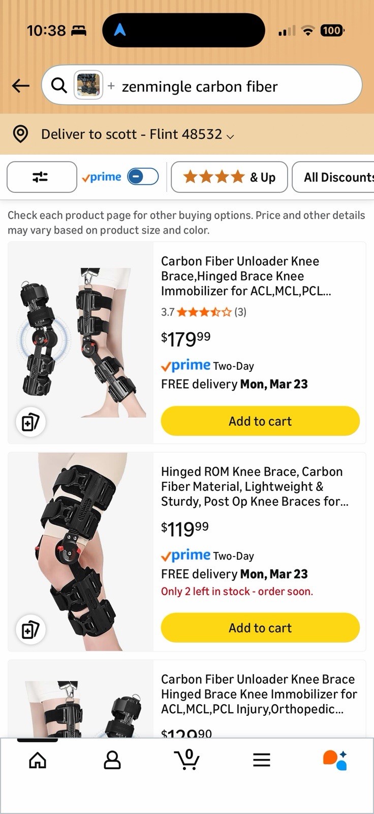 Zenmingle Carbon Fiber Hinged Adjustable Knee Brace for Arthritis, Post-Op