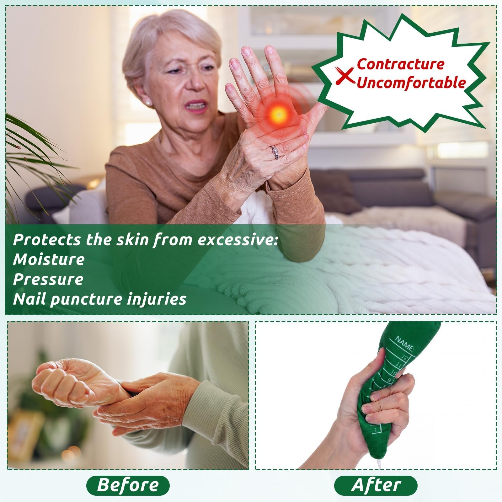 3 Pcs Palm Protector Kit – Carrot Shape Finger Orthosis for Parkinson’s & Dement