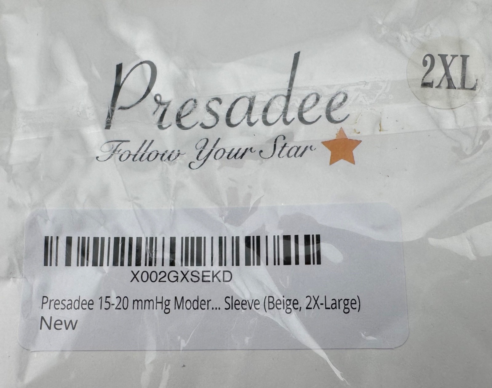 Compression Socks PRESADEE Open Toe 15-20 mmHg (Sz 2XL) Beige