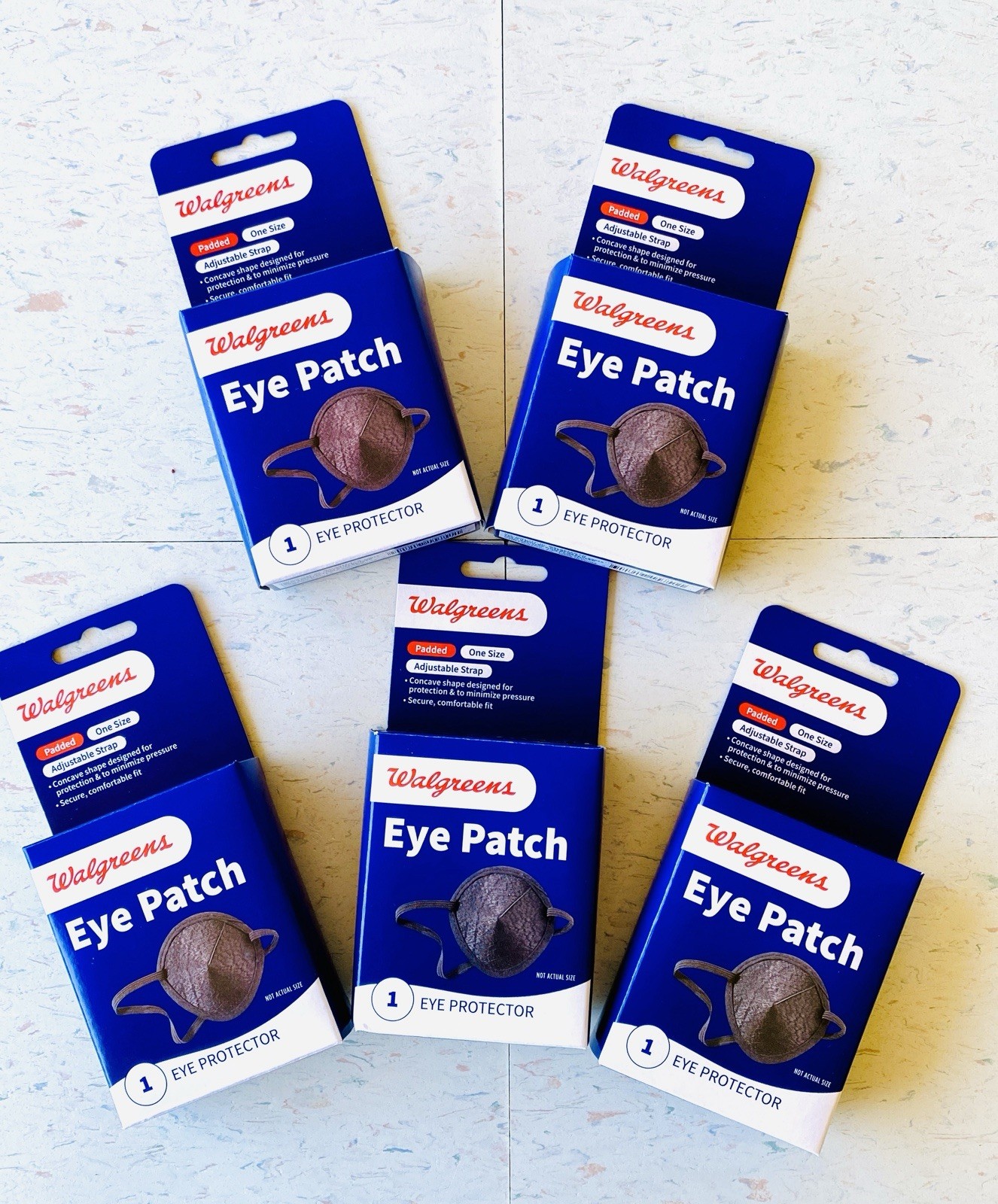 LOT OF 5 Padded Eye Patch Black Adjustable Strap Protector – Walgreens NEW!
