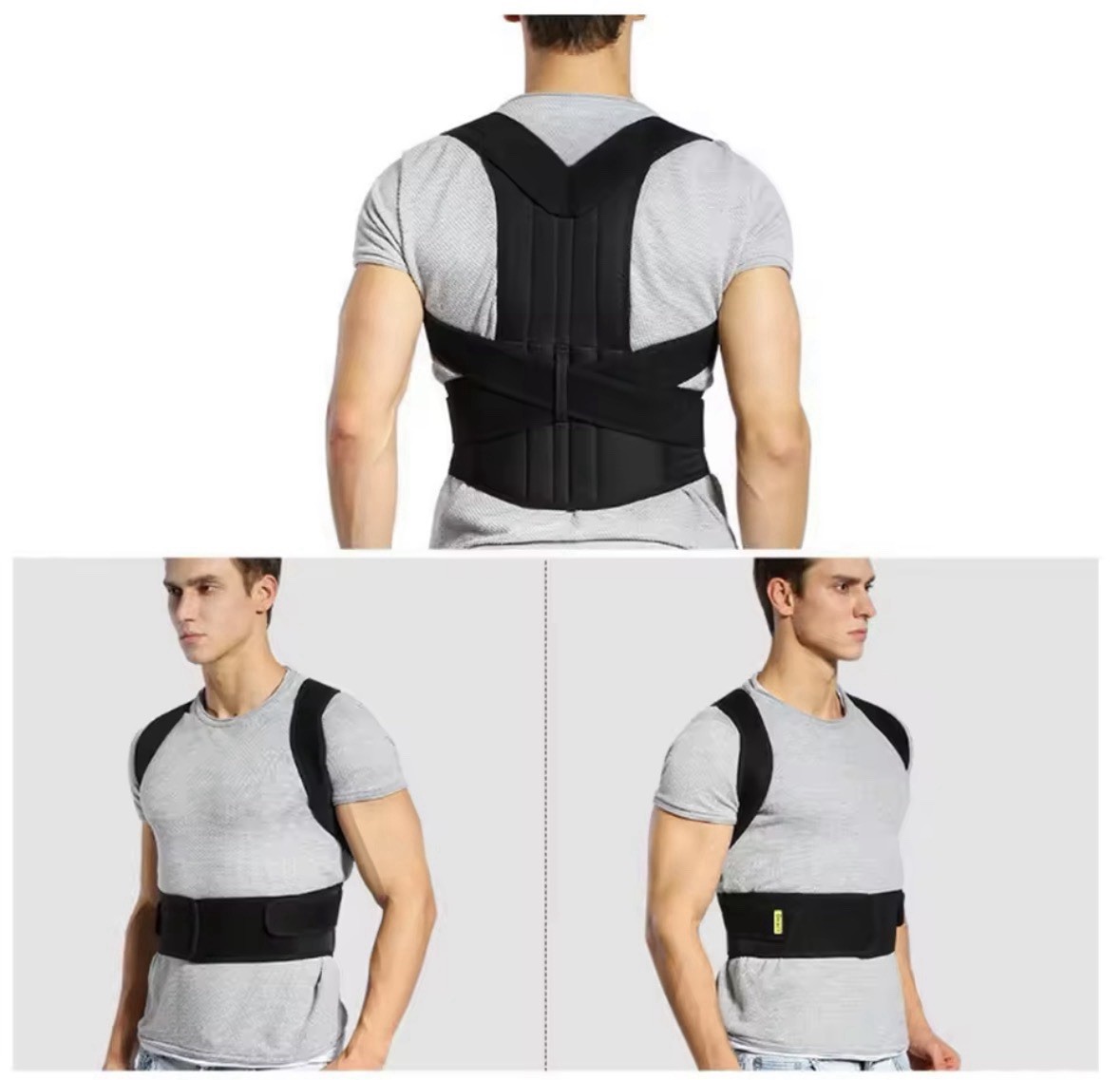 Adjustable Back Posture Corrector Brace NY-48 Neoprene Mesh Black Adult Unisex