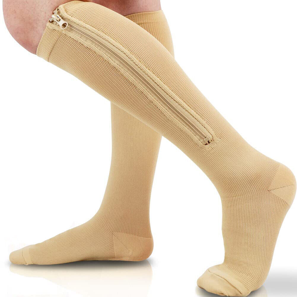 3x Zipper Closed Toe Compression Socks 30-40mmHg Calf Leg Ankle Support Stocking