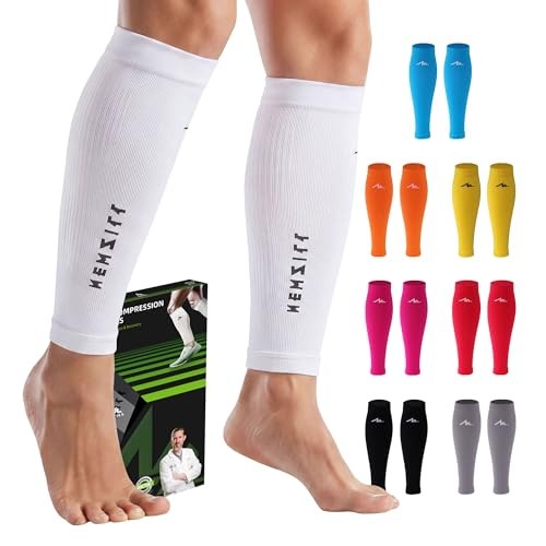 Compression Calf Sleeves (20-30mmHg) for Men L/XL (see Size Chart) Solid White