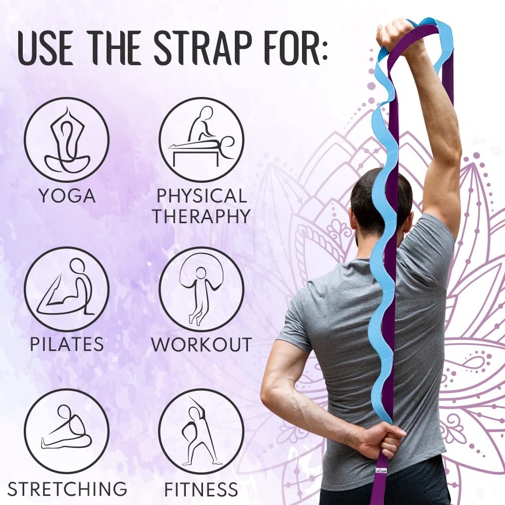 TECEUM Stretching Strap with 10 Loops for Physical Therapy and Rehab | Non-El…