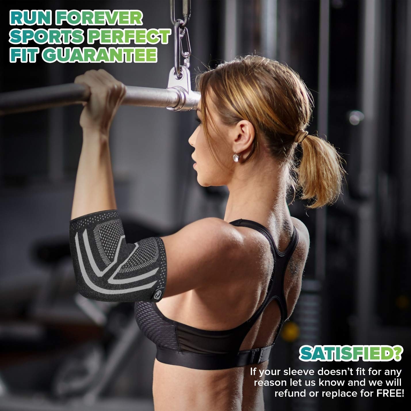 Run Forever Elbow Compression Sleeve for Men & Women | Forearm & Small, Black