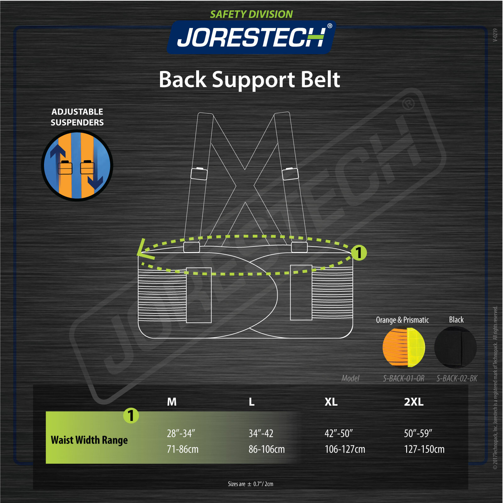 BACK BRACE LUMBAR SUPPORT HI VIS ORANGE INDUSTRIAL LIFT BELT WAREHOUSE