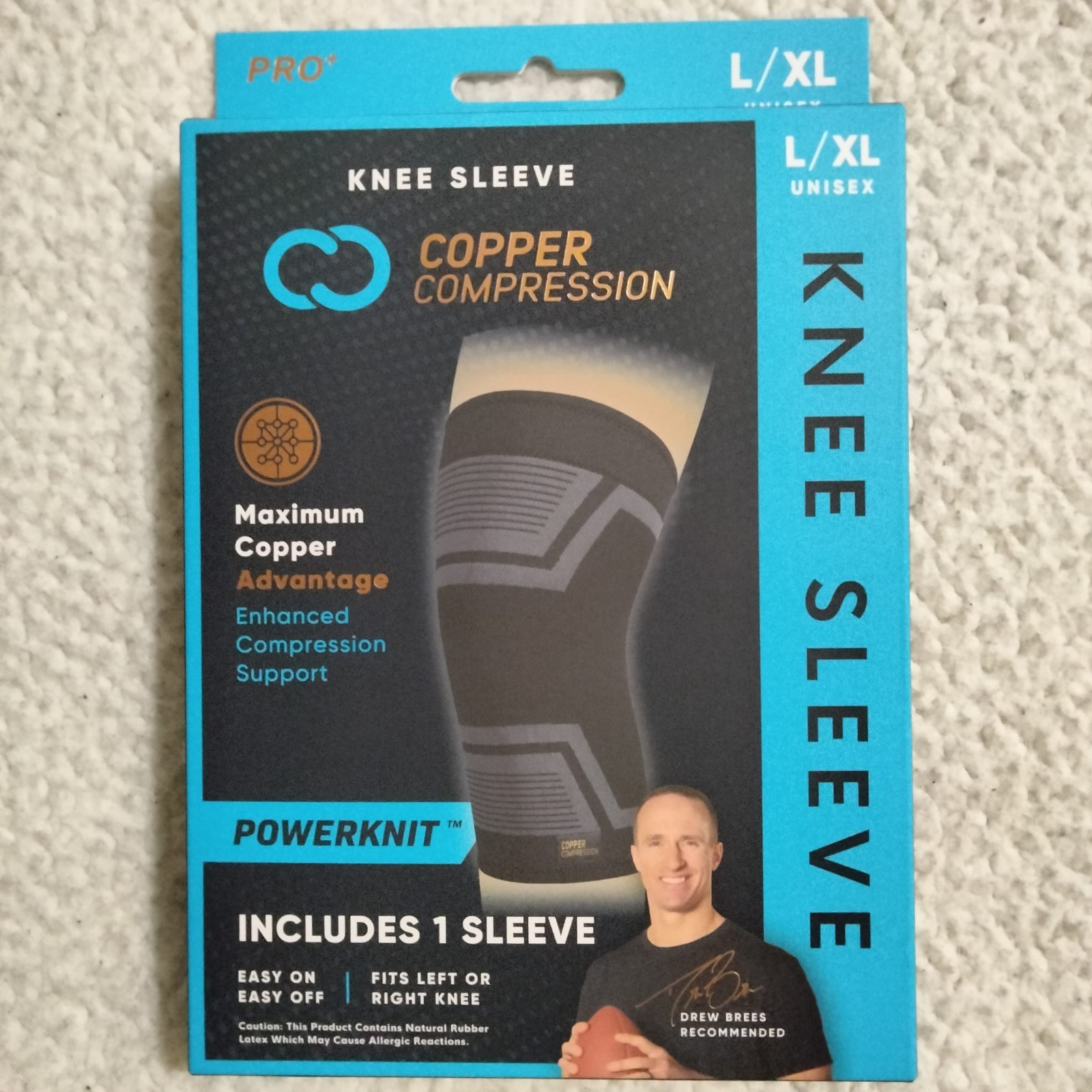 Copper Compression Knee Sleeve Power knit Maximum Copper Advantage L /XL Unisex