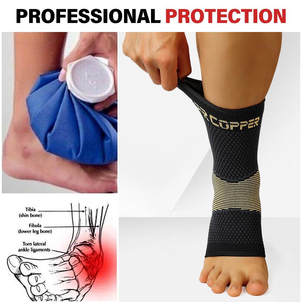 Copper Ankle Support Brace Compression Sleeve Socks Foot Pain Relief Functional