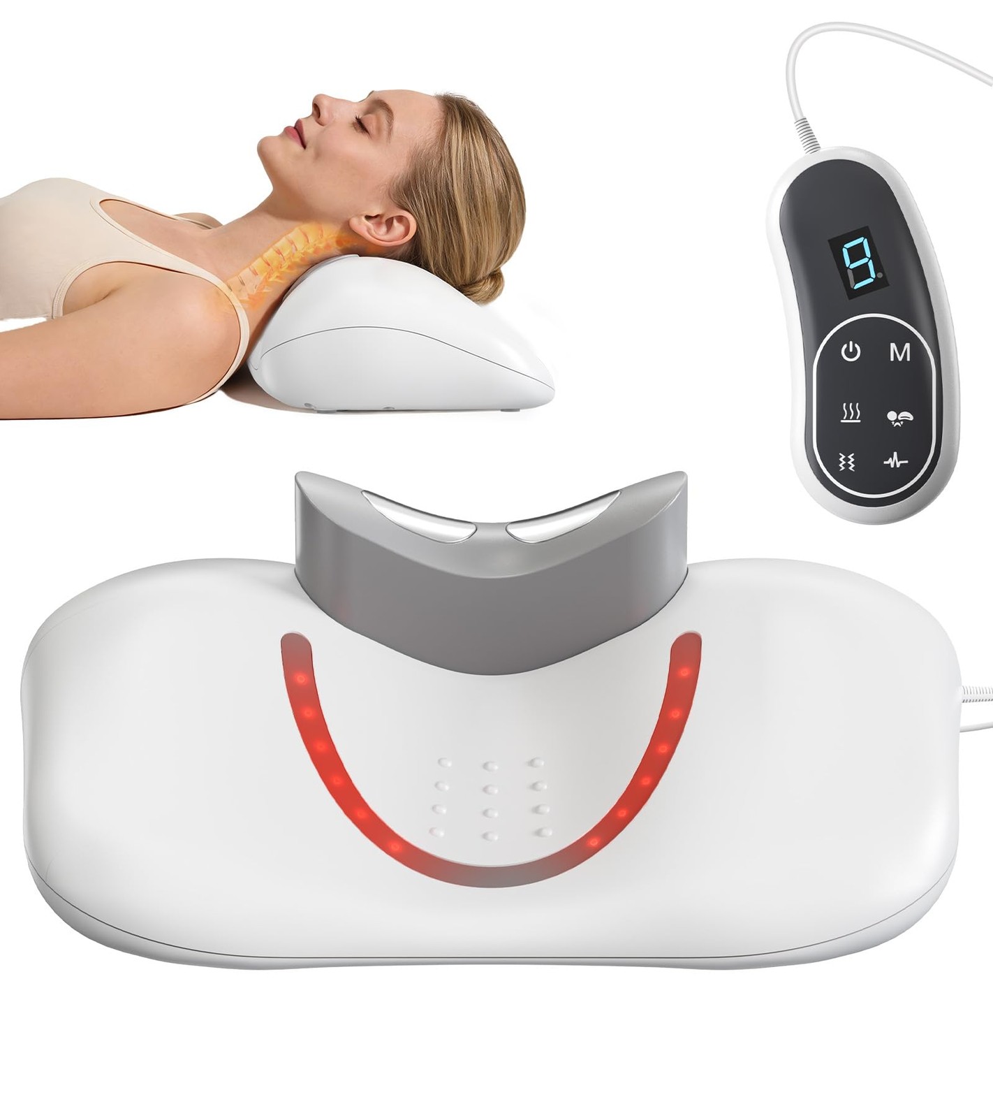 Heated Neck Stretcher Cervical Traction Therapy Pillow Hump Corrector