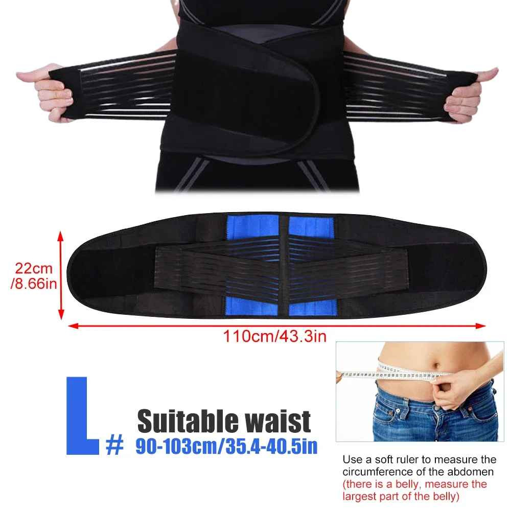 Double Pull Lumbar Back Support Brace Belt Waist Pain Relief S-XXL BOTQTOW