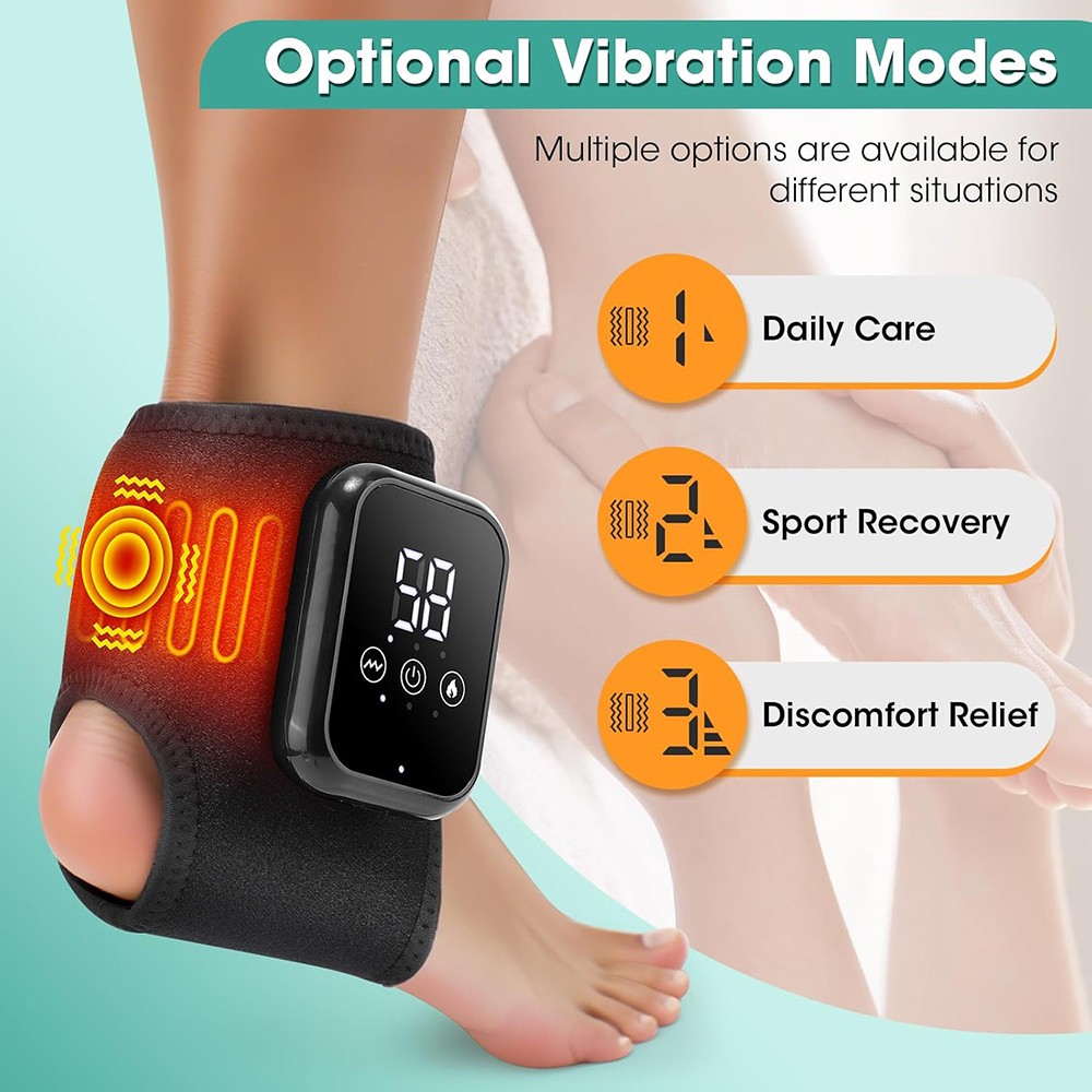 Pair Cordless Foot Ankle Massager Pain Relief with 3 Heat & 3 Vibration Modes