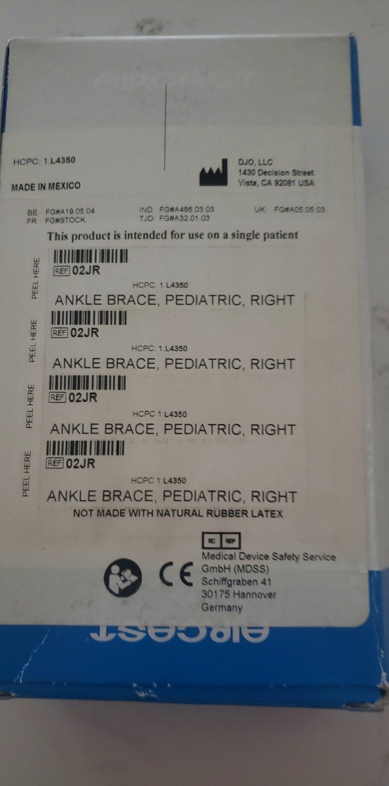 Aircast Pediatric Ankle Brace – Right 6″ – NEW In Box