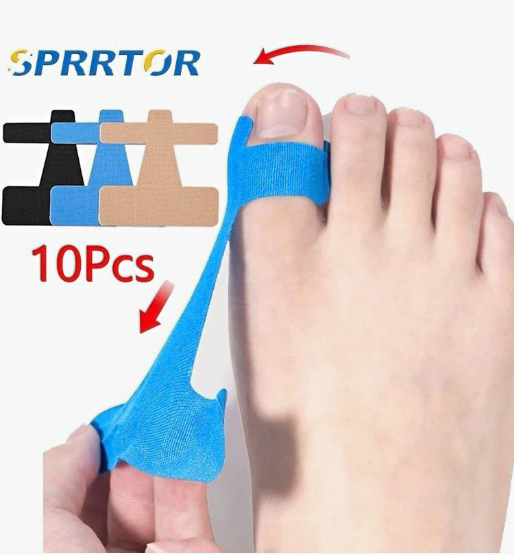 SPRRTOOR Self-Adhesive Toe Corrector Stabilization Tape 10pcs Blue/Black/Beige