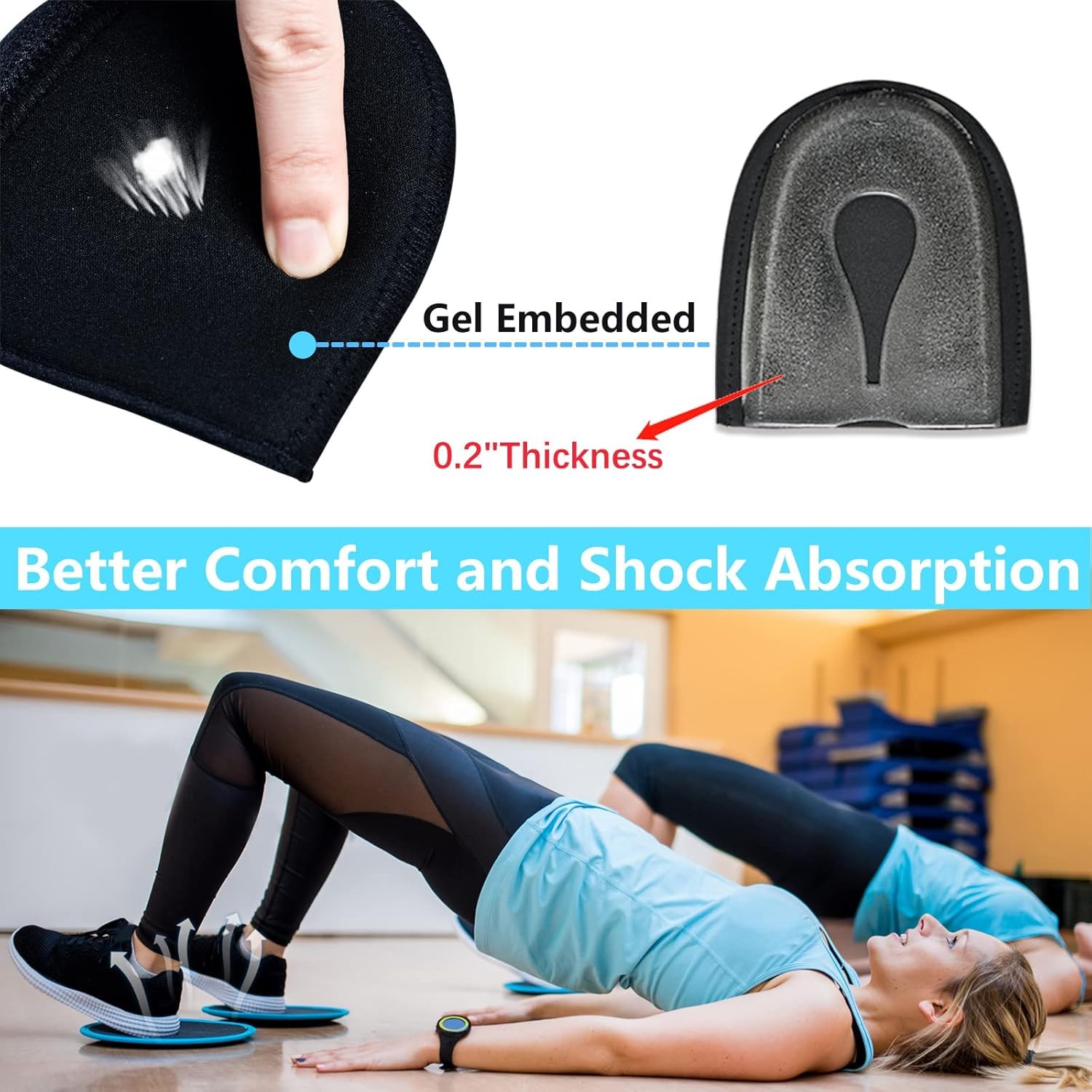 Gel Heel Cushion Support for Plantar Fasciitis Heel Pain & Achilles Tendinitis