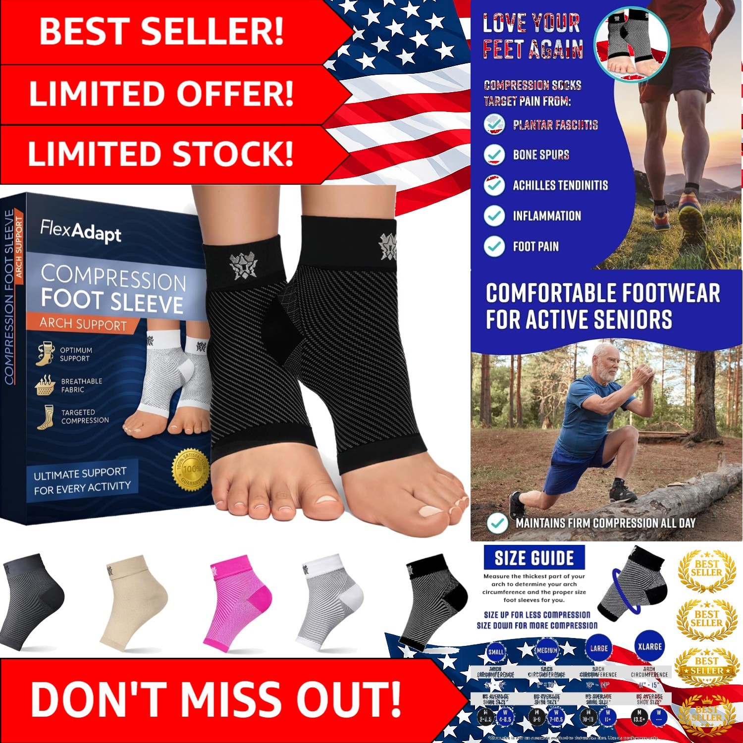 Breathable Compression Ankle Sleeves for Heel Pain & Swelling Relief – Medium