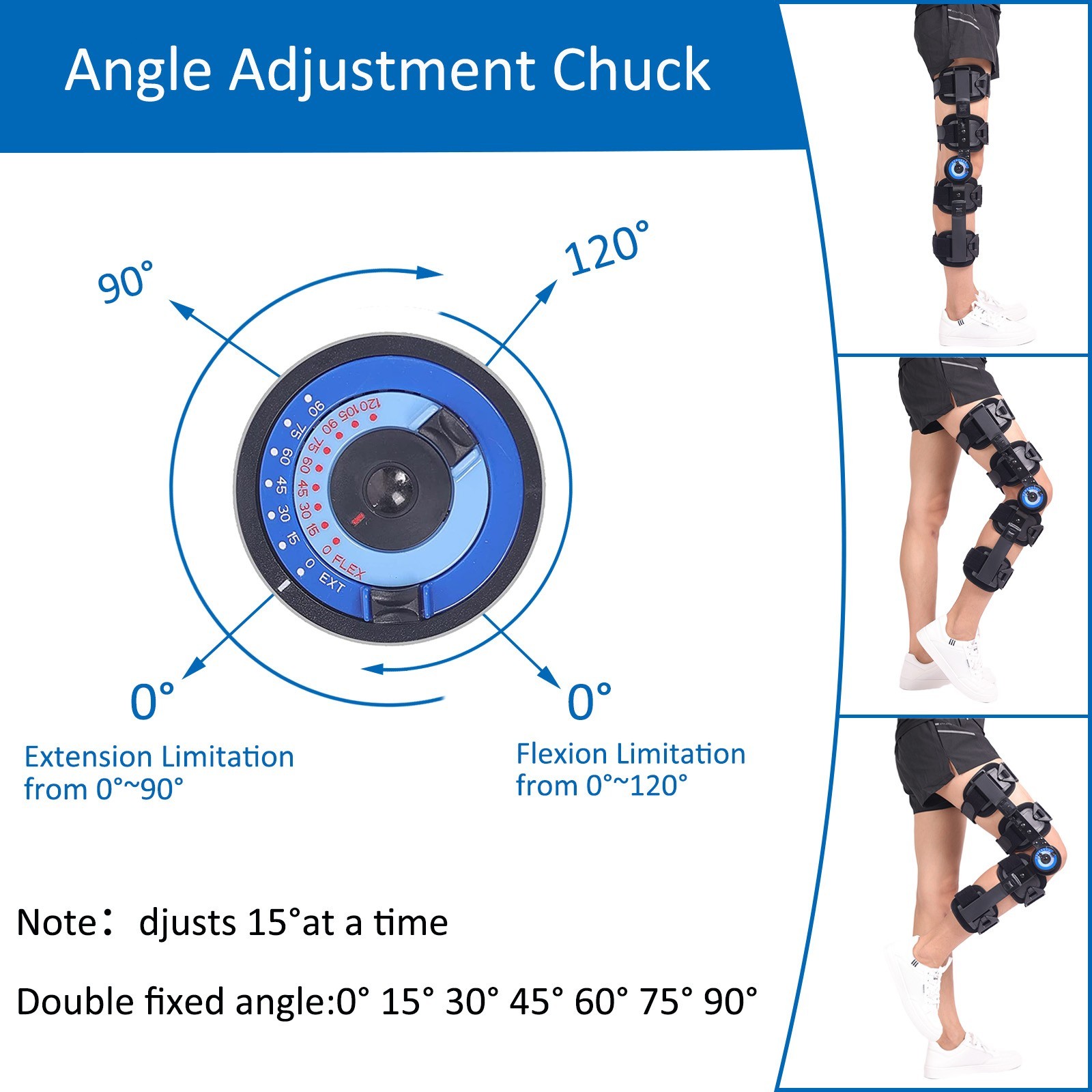 Adjustable Hinged ROM Knee Brace,Immobilizer for Meniscus, Fits Both Legs
