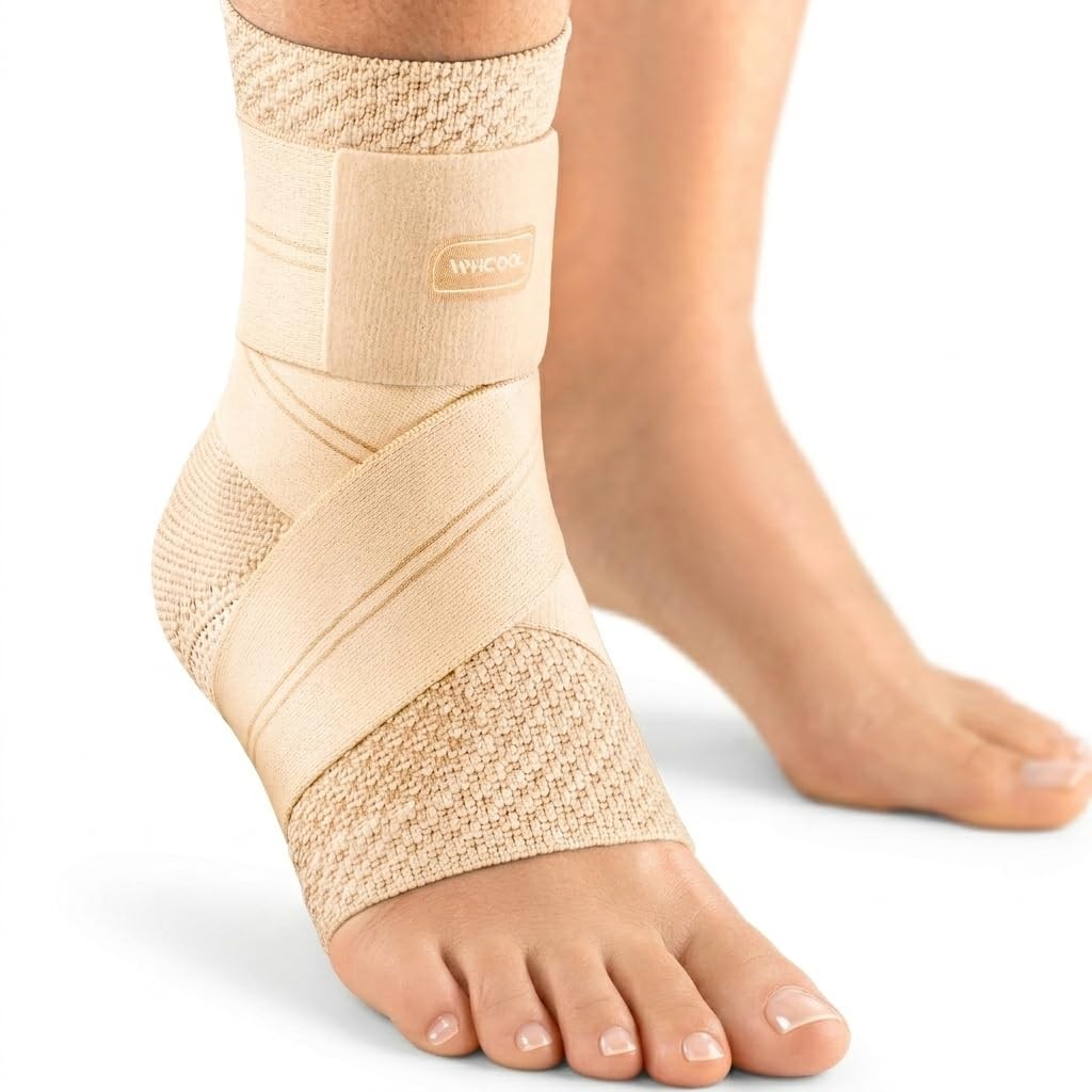 1 PCS Medium Nude Flat Knitting Ankle Brace 7Zone Dynamic Compression Sleeve